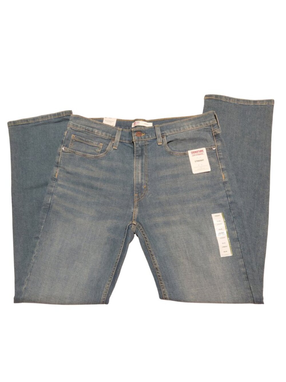 NWT Signature Levi Strauss Straight Blue Denim Jeans Men's 36x34